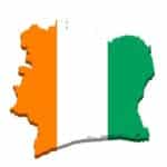 Abidjan : Carte de la Côte d'Ivoire. Les couleurs du drapeaux orange blanc vert